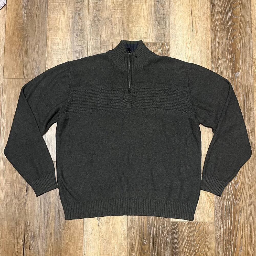 Tricots St Raphael Quarter Zip Rib Knit Sweater Men’s XXL Green Preppy Classic